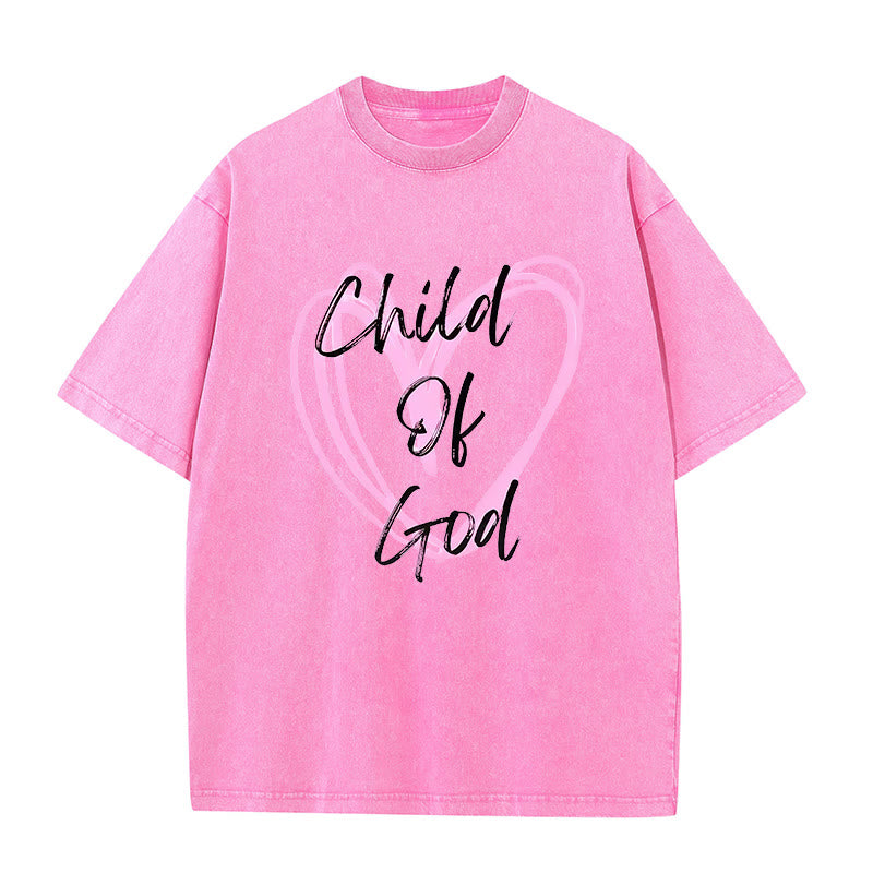 Christianartworkshop Romantisches Kind Gottes mit Heiligem Herzen Unisex gewaschenes T-Shirt - Rosa - 5XL - image 11