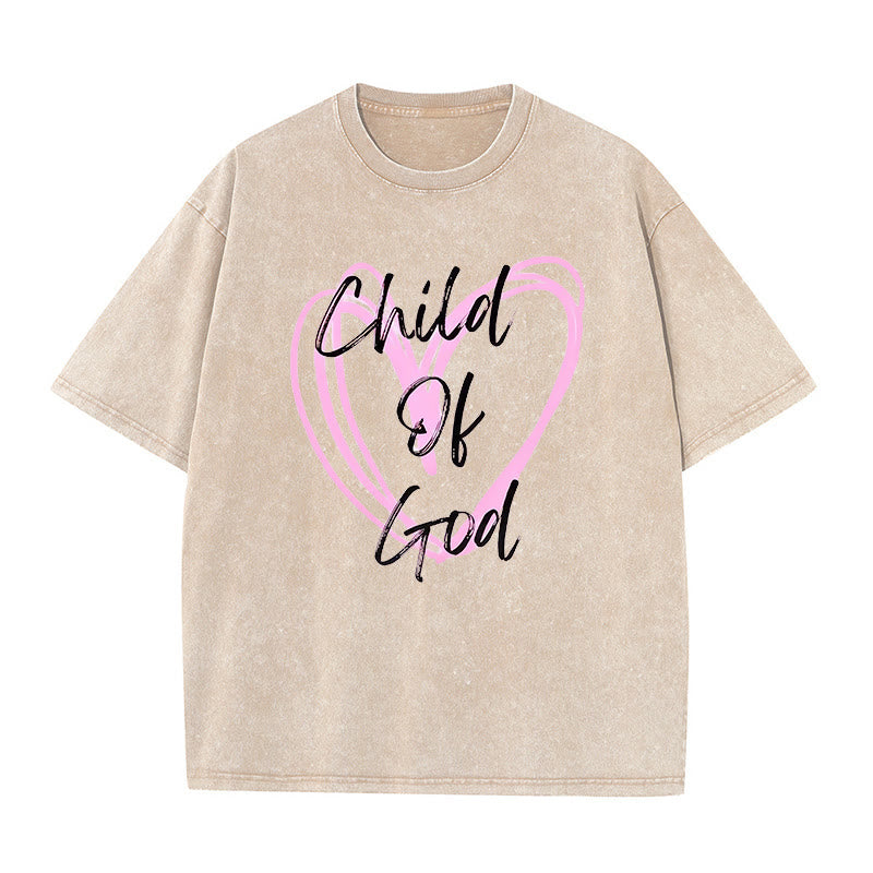 Christianartworkshop Romantisches Kind Gottes mit Heiligem Herzen Unisex gewaschenes T-Shirt - Aprikose - 5XL - image 9