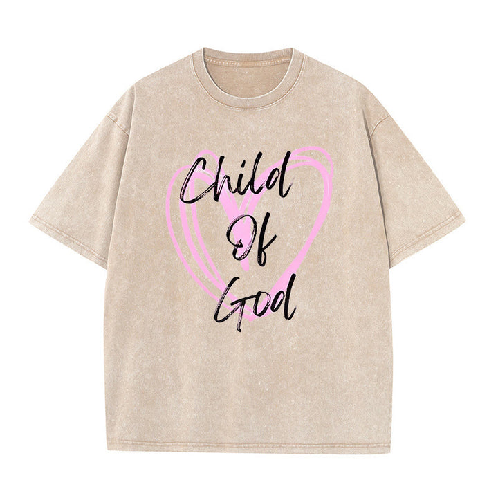 Christianartworkshop Romantisches Kind Gottes mit Heiligem Herzen Unisex gewaschenes T-Shirt - Aprikose - 5XL - image 9