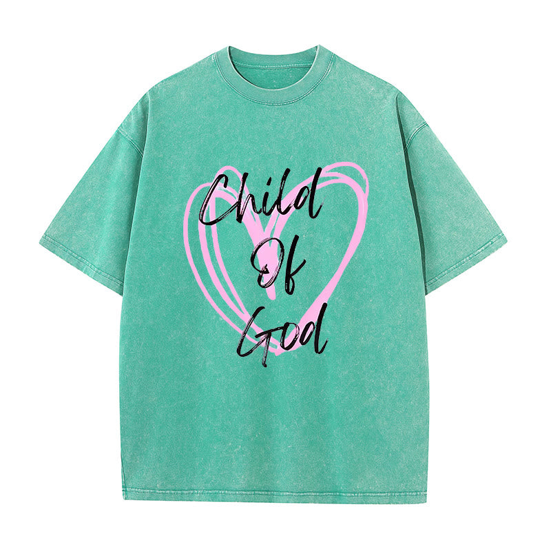 Christianartworkshop Romantisches Kind Gottes mit Heiligem Herzen Unisex gewaschenes T-Shirt - Grün - 5XL - image 11