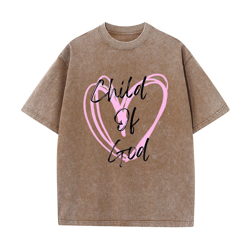 Christianartworkshop Romantisches Kind Gottes mit Heiligem Herzen Unisex gewaschenes T-Shirt - Kaffee - 5XL - image 10
