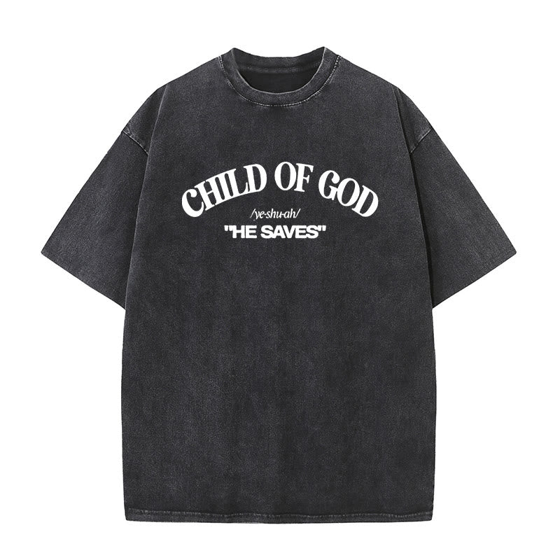 Christianartworkshop Klassischer Stil Er rettet Kind Gottes Unisex gewaschenes T-Shirt - Schwarz - 5XL - image 0
