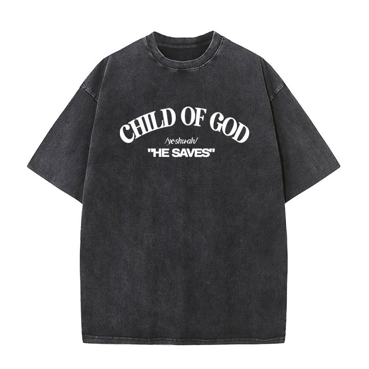 Christianartworkshop Klassischer Stil Er rettet Kind Gottes Unisex gewaschenes T-Shirt - Schwarz - 5XL - image 0