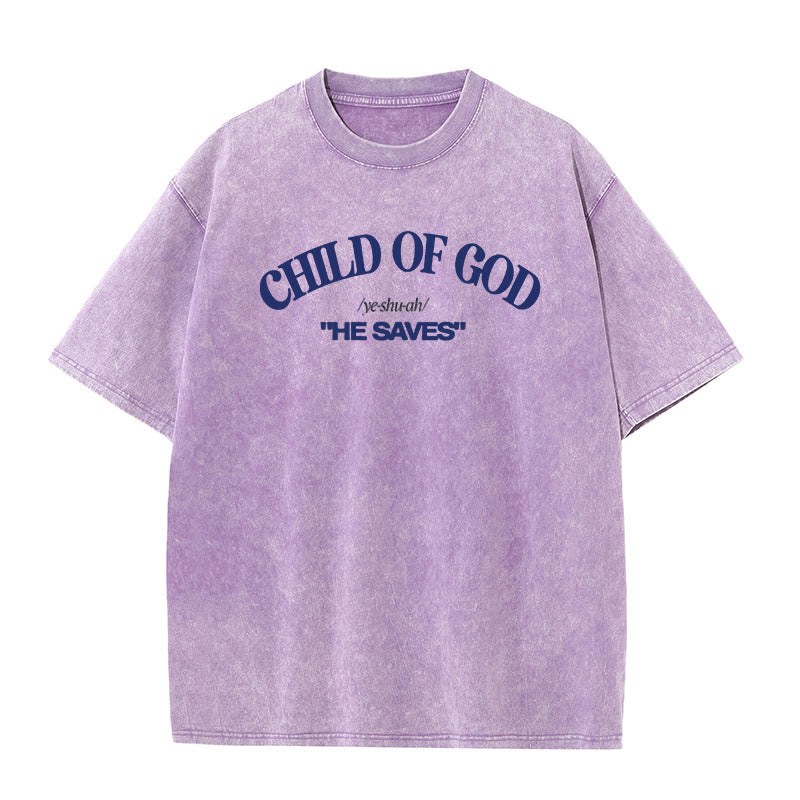 Christianartworkshop Klassischer Stil Er rettet Kind Gottes Unisex gewaschenes T-Shirt - Lila - 5XL - image 8