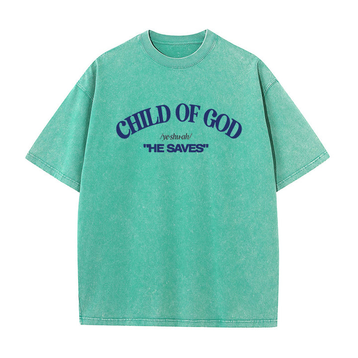 Christianartworkshop Klassischer Stil Er rettet Kind Gottes Unisex gewaschenes T-Shirt - Grün - 5XL - image 11