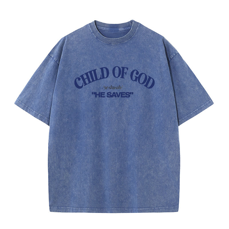 Christianartworkshop Klassischer Stil Er rettet Kind Gottes Unisex gewaschenes T-Shirt - Blau - 5XL - image 7