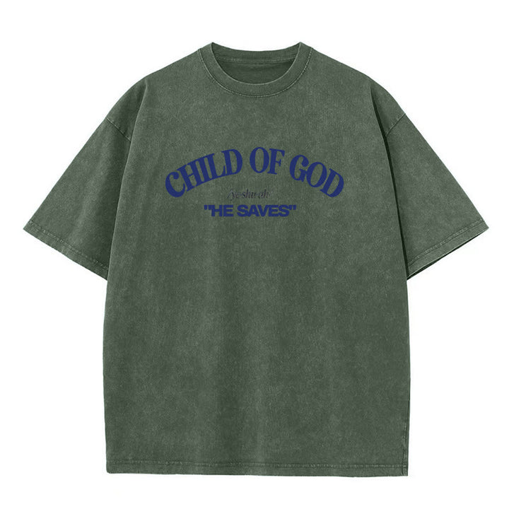 Christianartworkshop Klassischer Stil Er rettet Kind Gottes Unisex gewaschenes T-Shirt - Armeegrün - 5XL - image 4