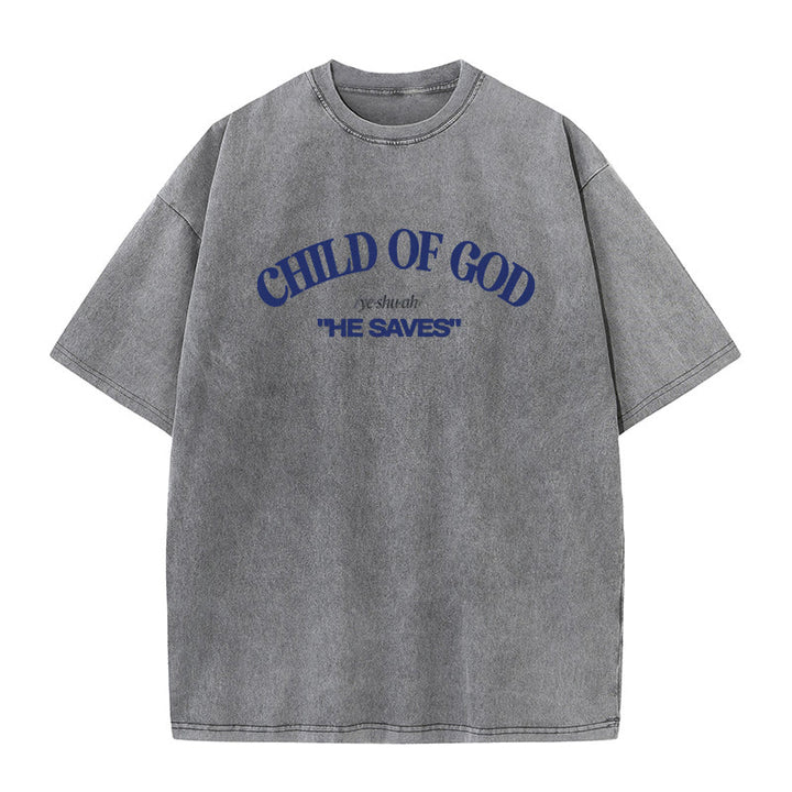 Christianartworkshop Klassischer Stil Er rettet Kind Gottes Unisex gewaschenes T-Shirt - Grau - 5XL - image 6