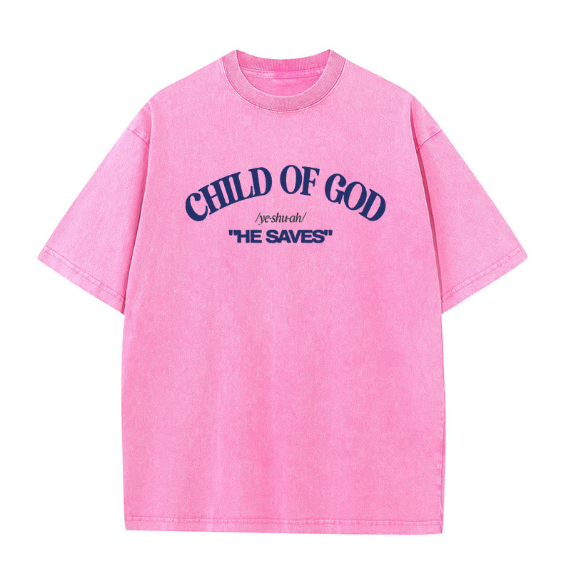 Christianartworkshop Klassischer Stil Er rettet Kind Gottes Unisex gewaschenes T-Shirt - Rosa - 5XL - image 11