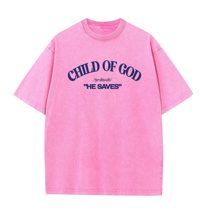 Christianartworkshop Klassischer Stil Er rettet Kind Gottes Unisex gewaschenes T-Shirt - Rosa - 5XL - image 12