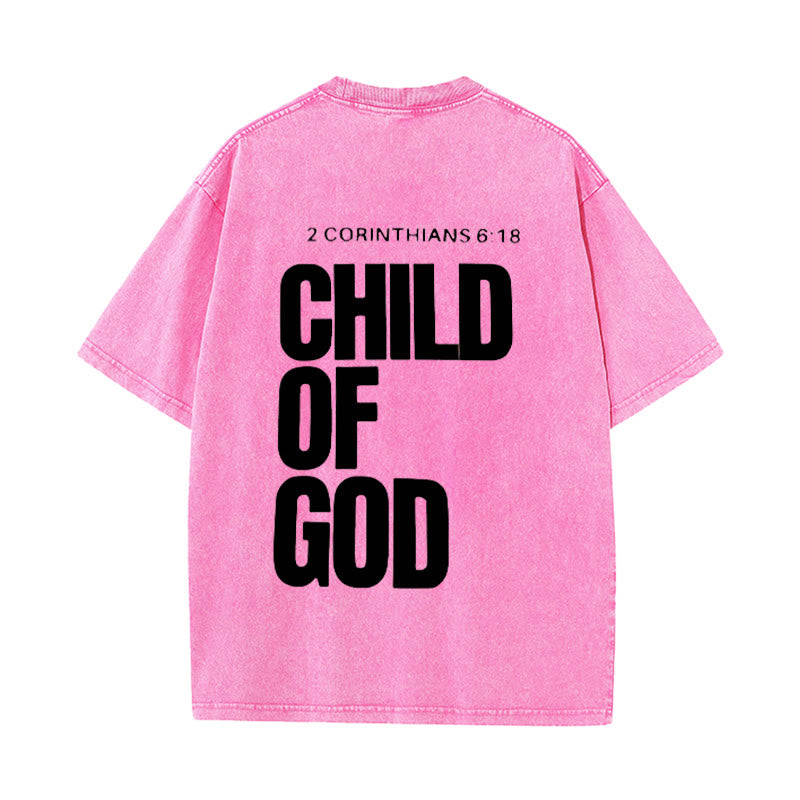 Christianartworkshop Minimalistisches Child of God Unisex Washed T-Shirt: Mutiger Glaube an sauberes Design - Rosa - 5XL - image 20