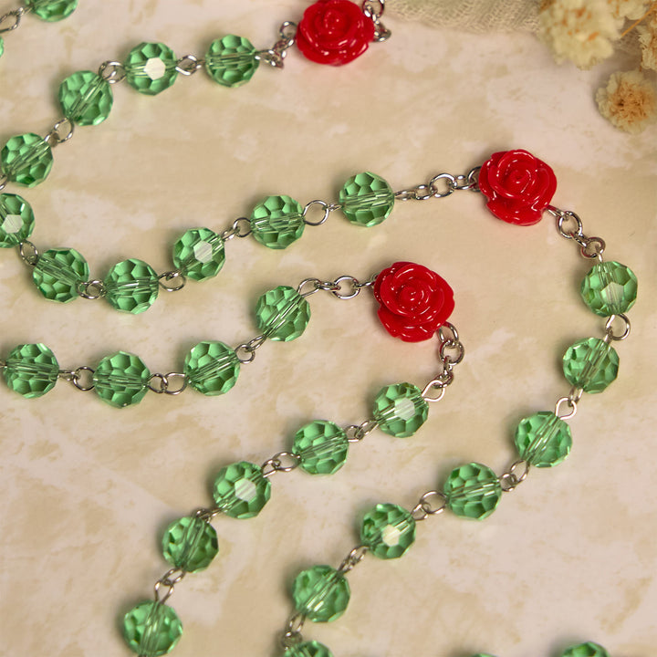 Christianartworkshop Handgefertigte Blumenkristallperlen und Kruzifix mit Rosenkranz-Medaille der Jungfrau Maria: Blüte der Gnade und Eleganz - image 7