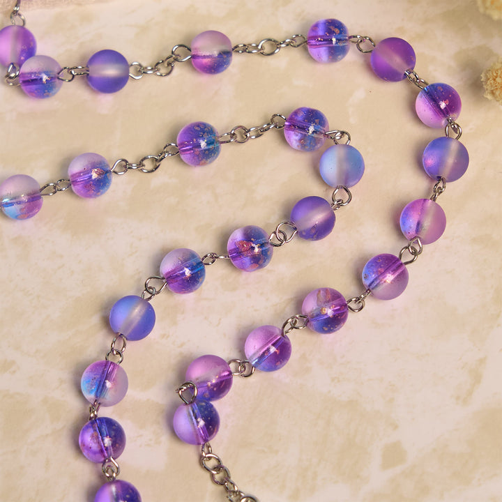 Christianartworkshop Rosenkranz aus mattierten blauen und violetten Glasperlen, verziert mit einer Wundertätigen Medaille: Hingabe in strukturierter Form - image 9