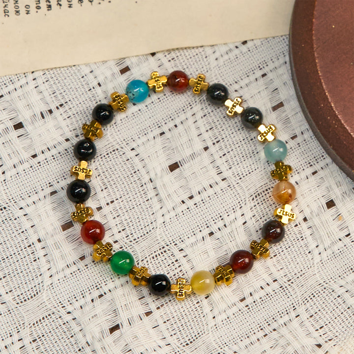 Christianartworkshop Armband aus natürlichem, mehrfarbigem Achat mit zweifarbigem Jesuskreuz: Mutiges Glaubensbekenntnis - image 10