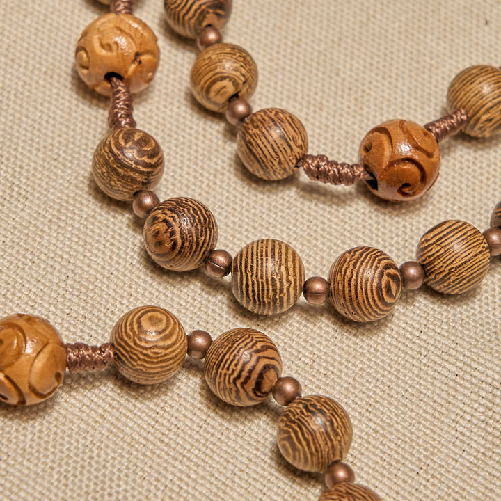 Christianartworkshop Göttlicher Rosenkranz aus Olivenholz, geschmückt mit der Medaille und dem Kruzifix des Heiligen Benedikt: Heilige Hingabe - image 7