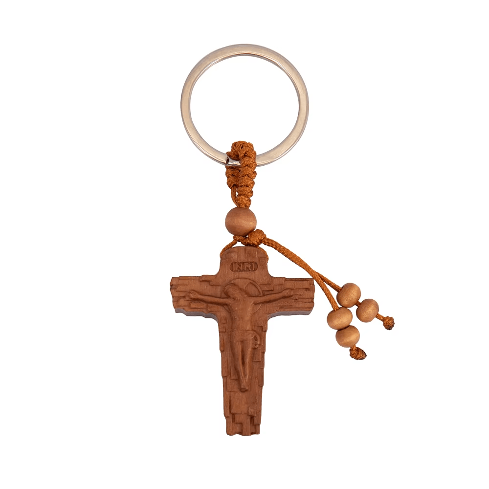 Christianartworkshop Schlüsselanhänger aus natürlichem Mahagoniholz mit geschnitztem Kruzifix: Kostbares Erbstück von Faithon - image 6