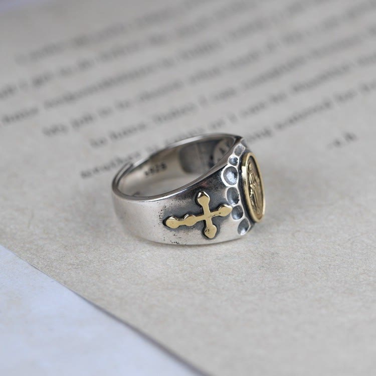 Christianartworkshop 925 Sterling Silber Retro-Stil Jungfrau Maria Segensabzeichen Religiöser Ring - image 4