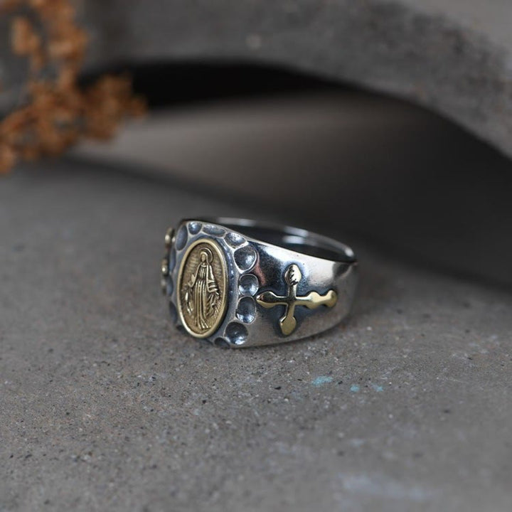 Christianartworkshop 925 Sterling Silber Retro-Stil Jungfrau Maria Segen Abzeichen Religiöser Ring - image 8