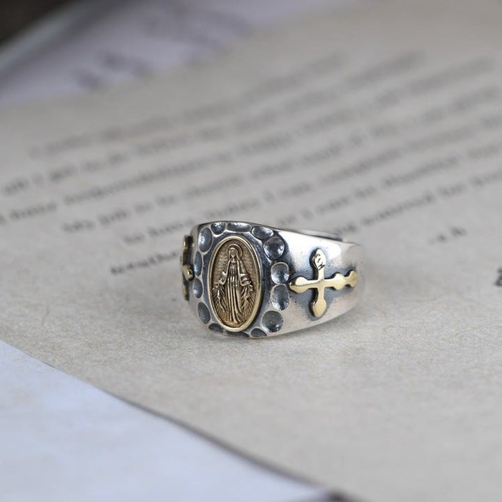 Christianartworkshop 925 Sterling Silber Retro-Stil Jungfrau Maria Segen Abzeichen Religiöser Ring - image 3