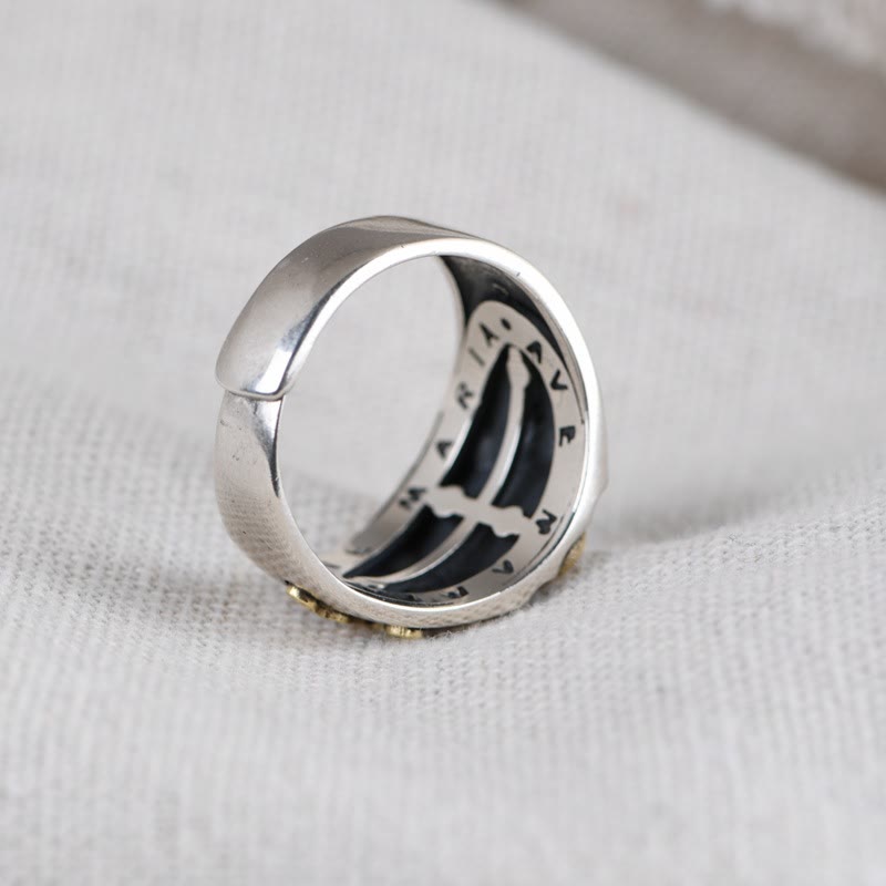 Christianartworkshop 925 Sterling Silber Retro-Stil Jungfrau Maria Segensabzeichen Religiöser Ring - image 5