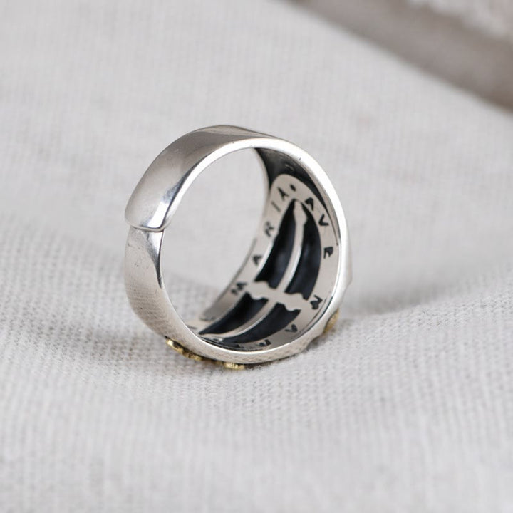 Christianartworkshop 925 Sterling Silber Retro-Stil Jungfrau Maria Segensabzeichen Religiöser Ring - image 5