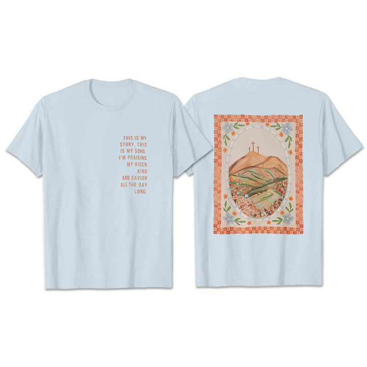 Christianartworkshop Das ist meine Geschichte, das ist mein Lied Grafik T-Shirt - Blau - 2XL - image 20