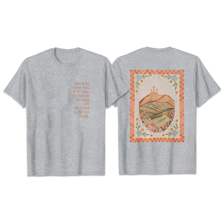 Christianartworkshop Das ist meine Geschichte, das ist mein Lied Grafik T-Shirt - Grau - 2XL - image 11