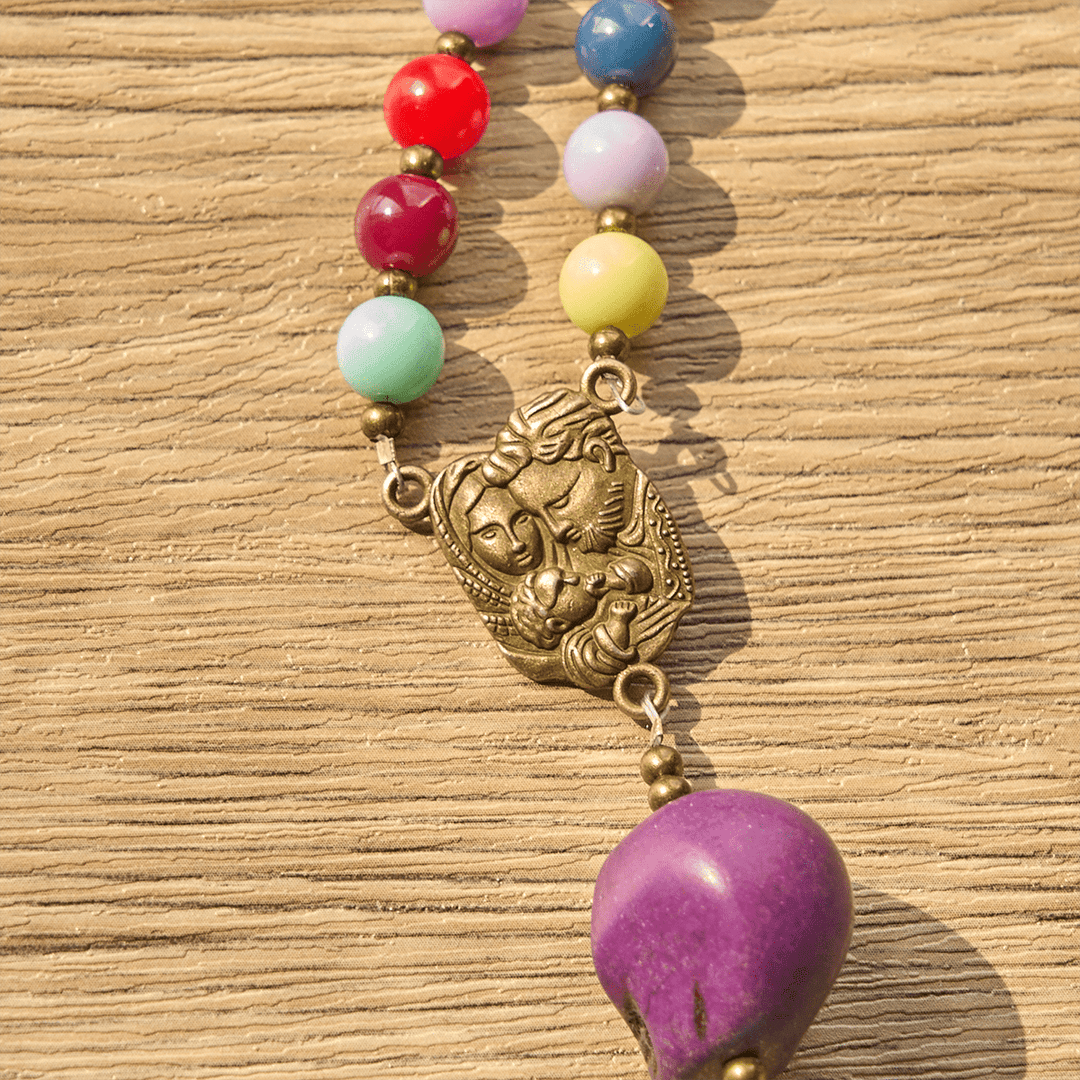 Christianartworkshop Rosenkranz mit Totenkopfperlen im böhmischen Stil, mit bronzenem Pardon-Kruzifix und Heiliger Familie - image 9