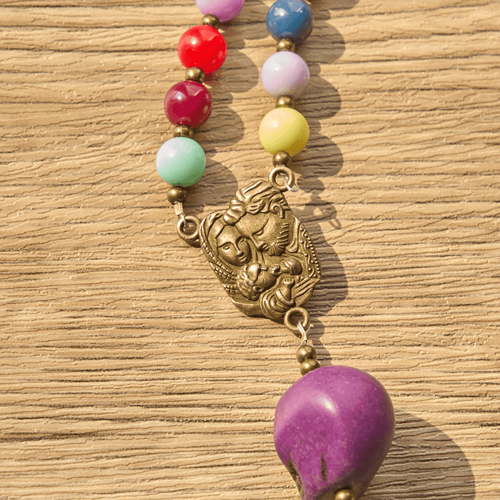 Christianartworkshop Rosenkranz mit Totenkopfperlen im böhmischen Stil, mit bronzenem Pardon-Kruzifix und Heiliger Familie - image 9