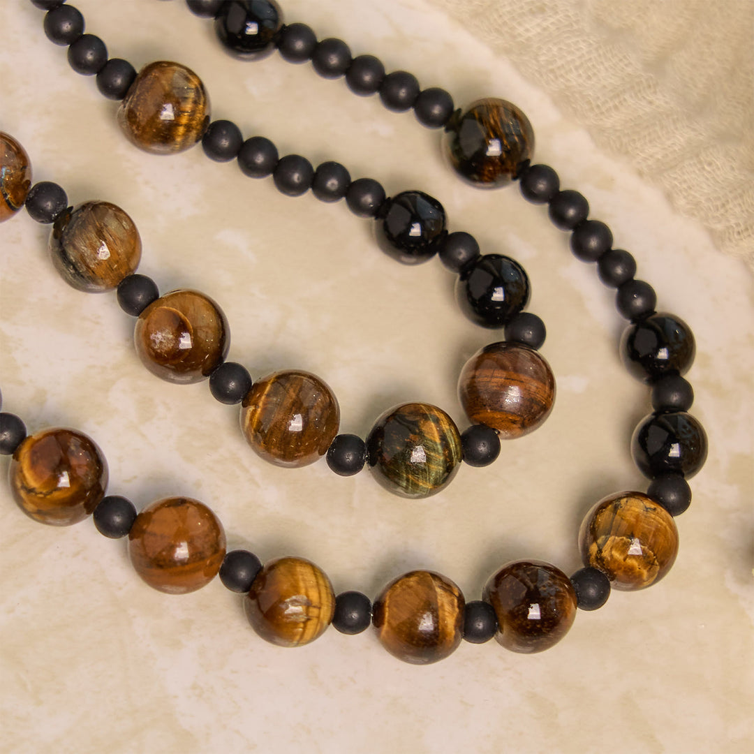Christianartworkshop Rosenkranz aus Tigerauge-Steinperlen, 10 mm, mit schwarzem Emaille-Kruzifix: Umarme die erdige Heiligkeit - image 8