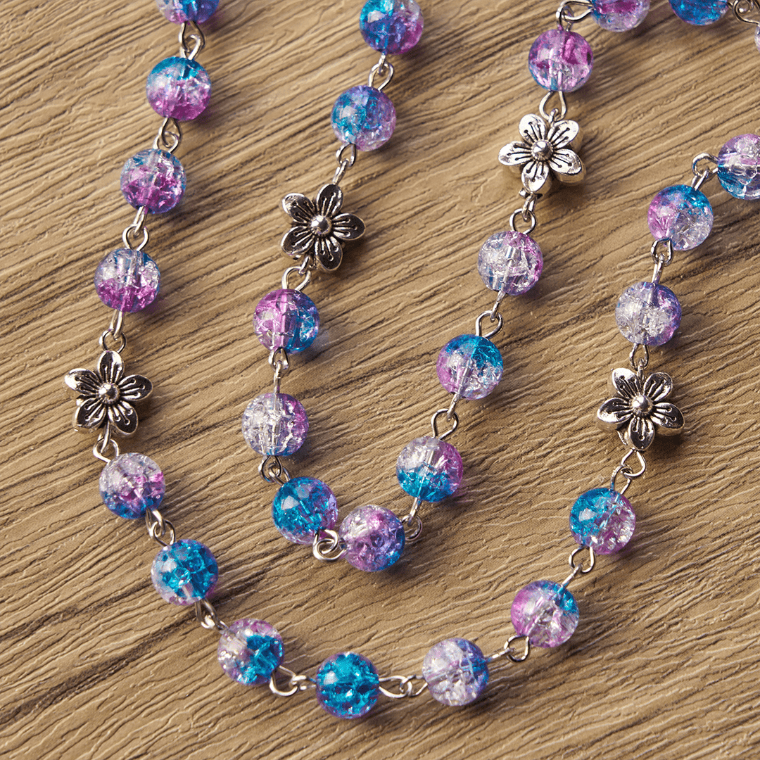 Christianartworkshop Rosenkranz mit sieben Schmerzen, rund, 8 mm, blau-violett, Farbverlauf, mit Blumenmuster, geschnitzter Anhänger „Unsere Liebe Frau der Schmerzen“ - image 4