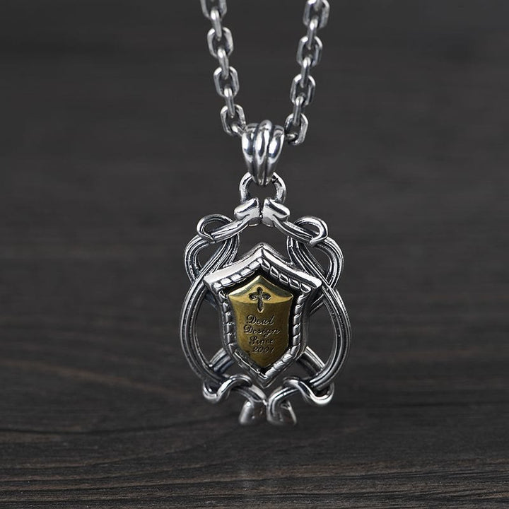 Christianartworkshop 925 Sterling Silber Panzerkreuz-Anhänger mit goldenem Kern, Heiliges Wappen, Halskette: Schild der Gnade - image 3