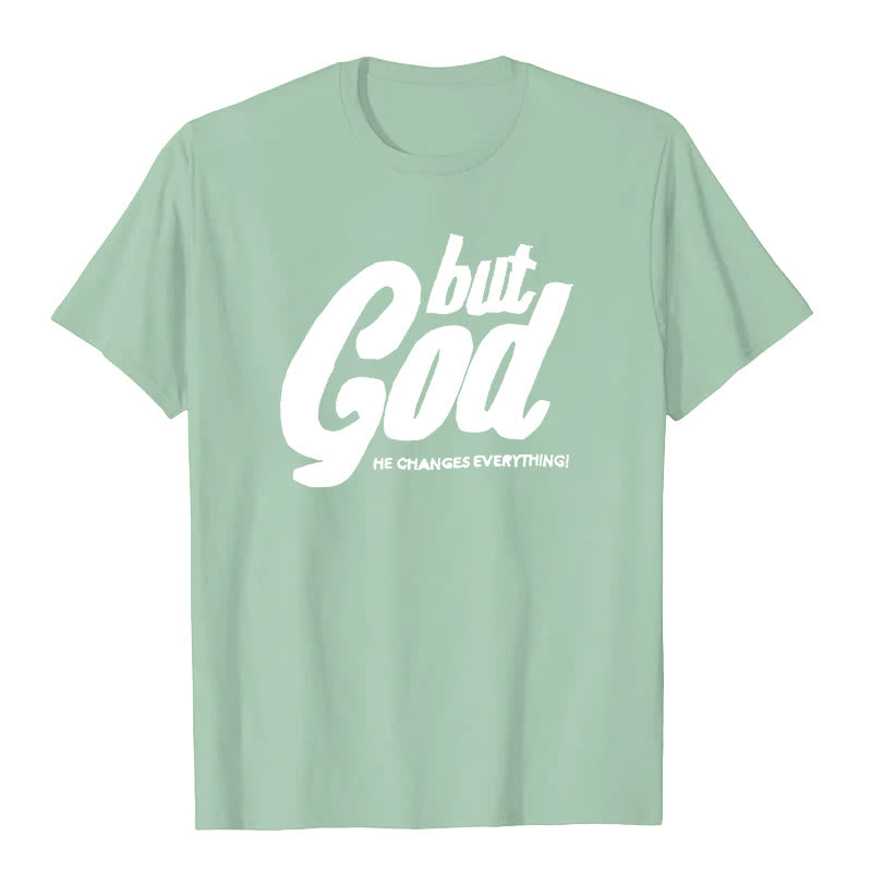 Christianartworkshop Aber Gott Handgenähtes T-Shirt - Hellgrün - 2XL - image 2