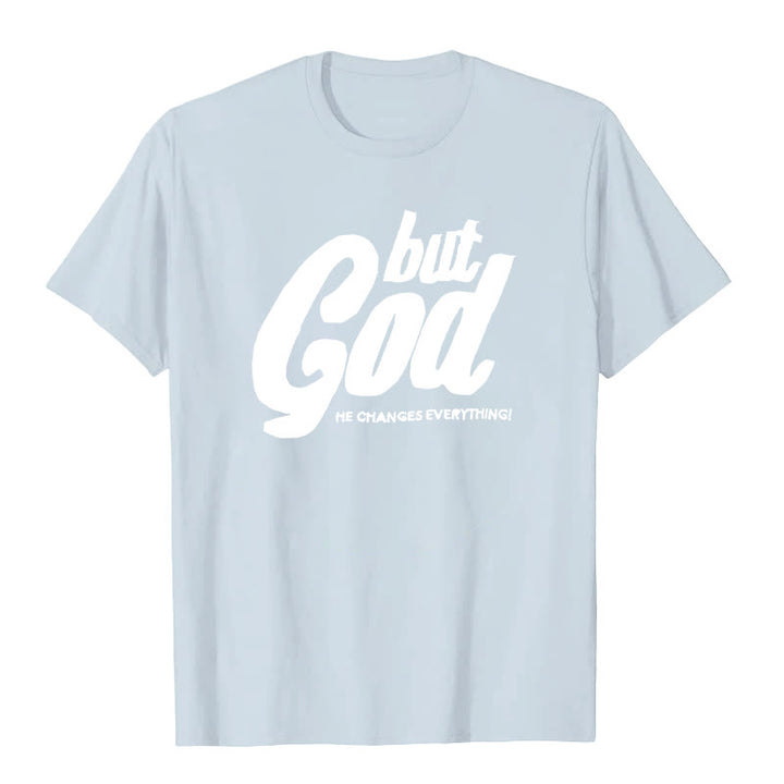 Christianartworkshop Aber Gott Handgenähtes T-Shirt - Blau - 2XL - image 0