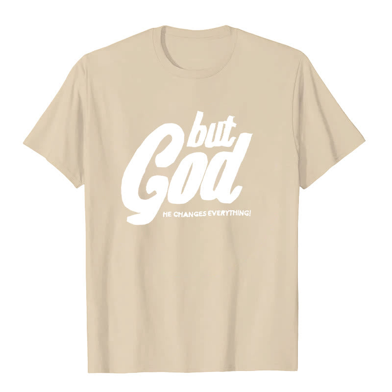 Christianartworkshop Aber Gott Handgenähtes T-Shirt - Beige - 2XL - image 8