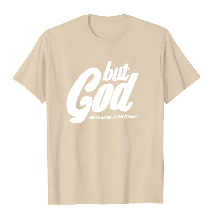 Christianartworkshop Aber Gott Handgenähtes T-Shirt - Beige - 2XL - image 8