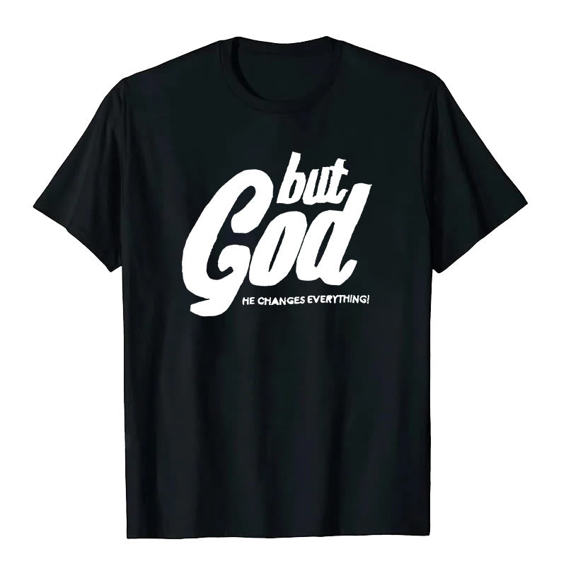 Christianartworkshop Aber Gott Handgenähtes T-Shirt - Schwarz - 2XL - image 6