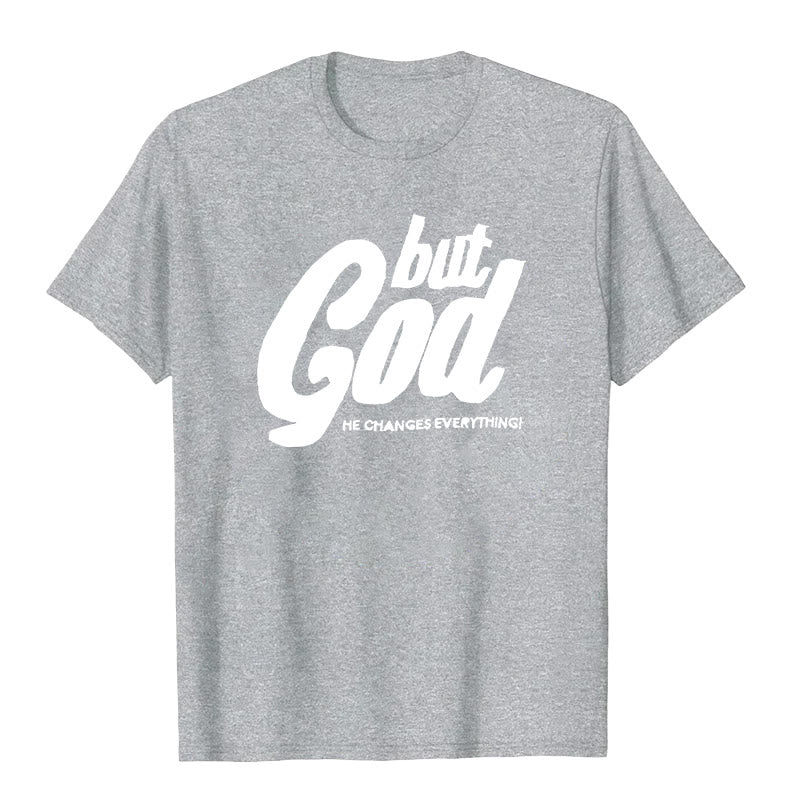 Christianartworkshop Aber Gott Handgenähtes T-Shirt - Grau - 2XL - image 3