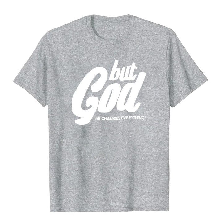 Christianartworkshop Aber Gott Handgenähtes T-Shirt - Grau - 2XL - image 3