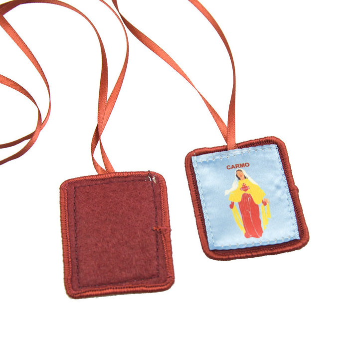 Christianartworkshop Rotes katholisches Skapulier Unserer Lieben Frau vom Berge Karmel und dem Heiligen Herzen Jesu - image 6