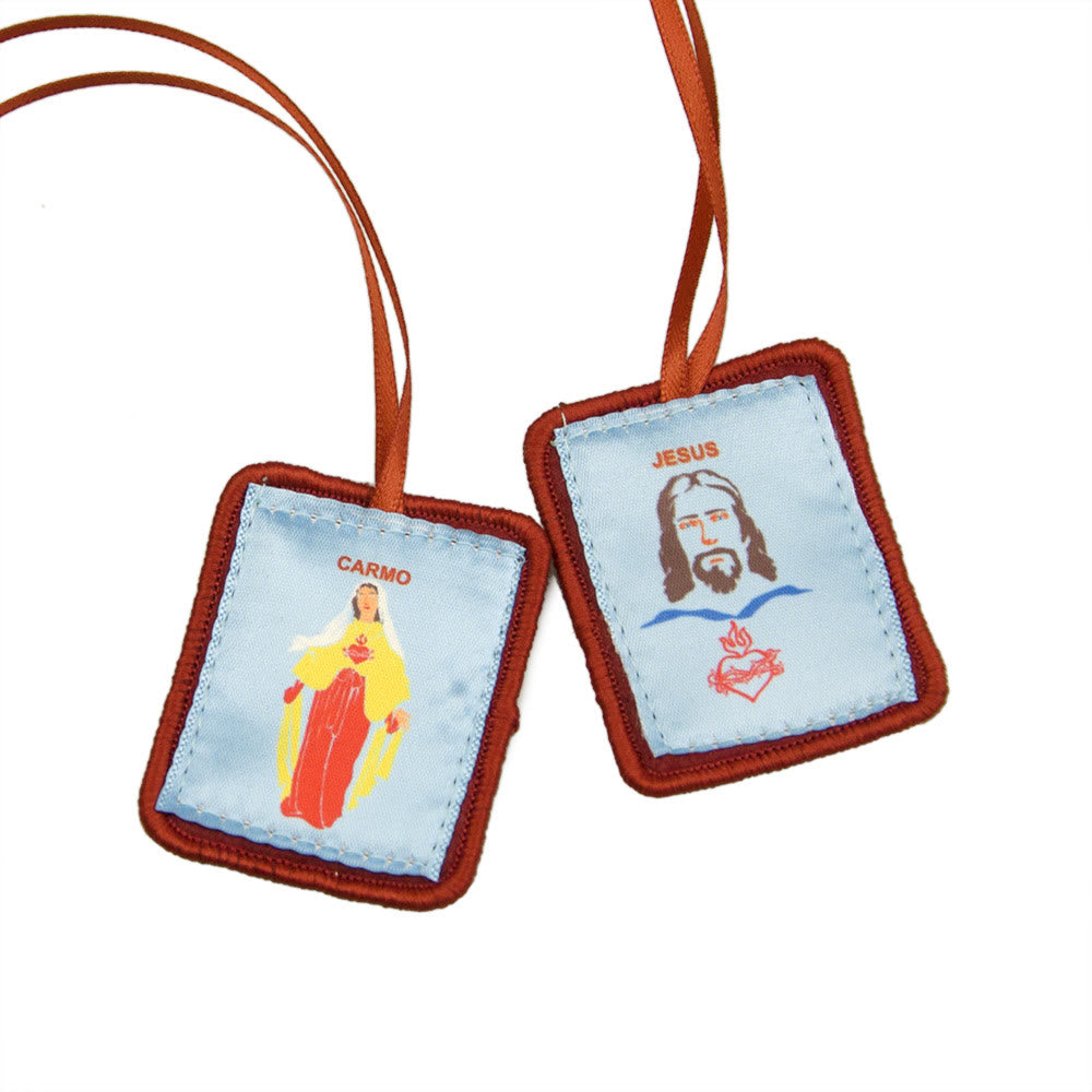 Christianartworkshop Rotes katholisches Skapulier Unserer Lieben Frau vom Berge Karmel und dem Heiligen Herzen Jesu - image 4