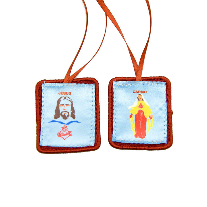 Christianartworkshop Rotes katholisches Skapulier Unserer Lieben Frau vom Berge Karmel und dem Heiligen Herzen Jesu - image 3