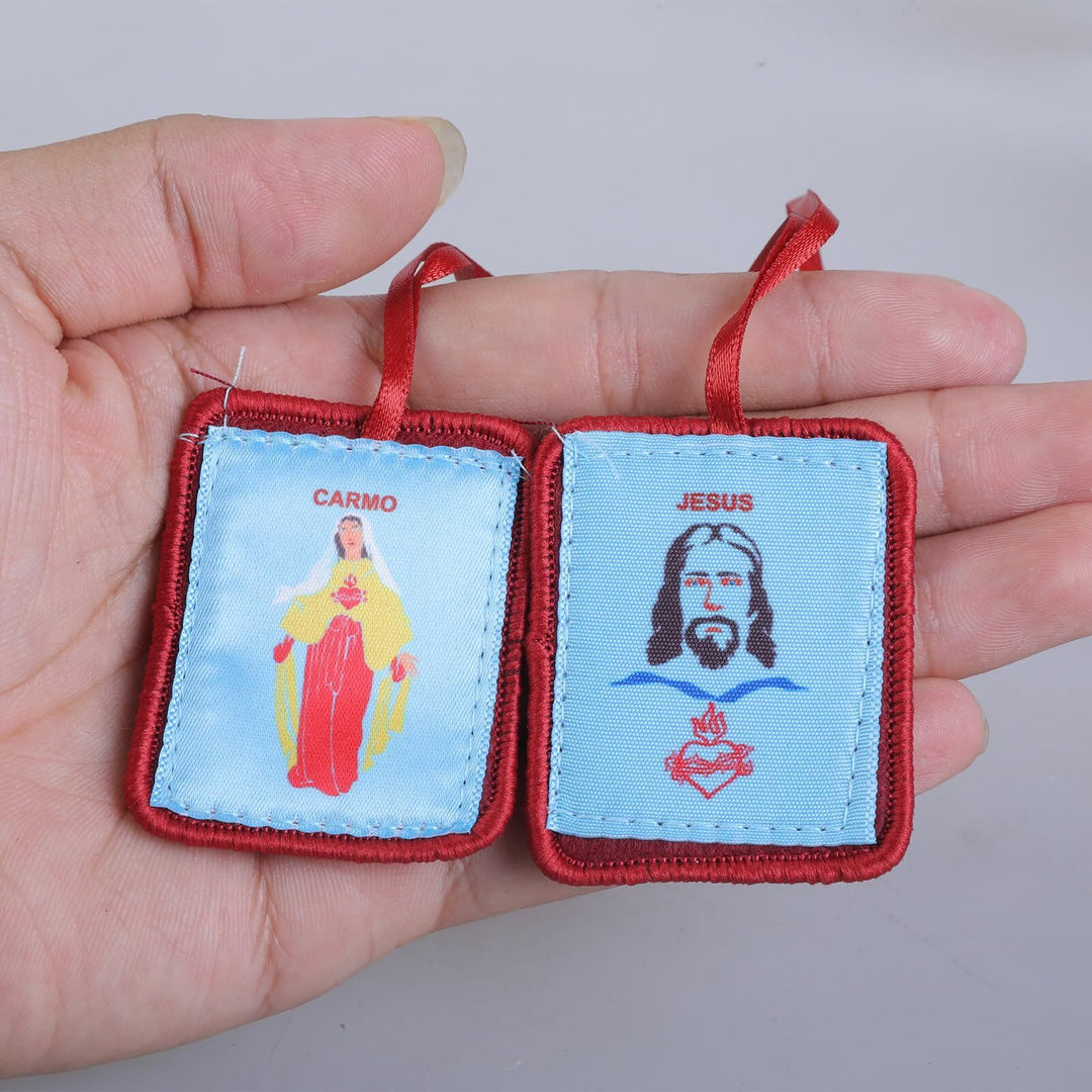 Christianartworkshop Rotes katholisches Skapulier Unserer Lieben Frau vom Berge Karmel und dem Heiligen Herzen Jesu - Skapulier - image 1