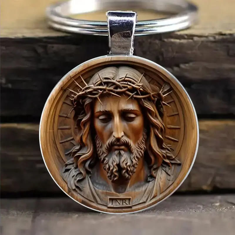 Christianartworkshop Schlüsselanhänger im klassischen Stil „Göttlicher Jesus mit Dornenkrone“: Zeitloses Symbol der spirituellen Erlösung - image 2