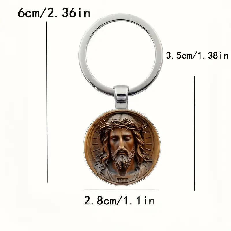 Christianartworkshop Schlüsselanhänger im klassischen Stil „Göttlicher Jesus mit Dornenkrone“: Zeitloses Symbol der spirituellen Erlösung - image 3