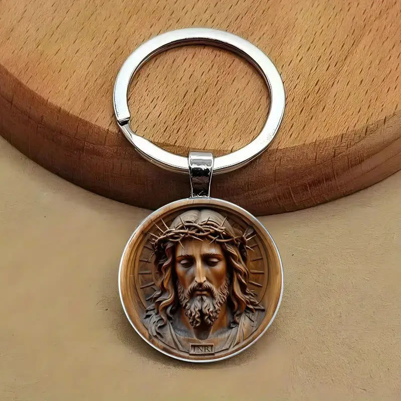 Christianartworkshop Schlüsselanhänger im klassischen Stil „Göttlicher Jesus mit Dornenkrone“: Zeitloses Symbol der spirituellen Erlösung - Jesus - image 1