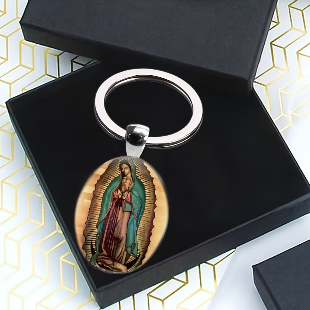 Christianartworkshop Schlüsselanhänger im Vintage-Stil „Unsere Liebe Frau von Guadalupe“: Handgefertigtes Relikt des treuen Farberbes - image 1