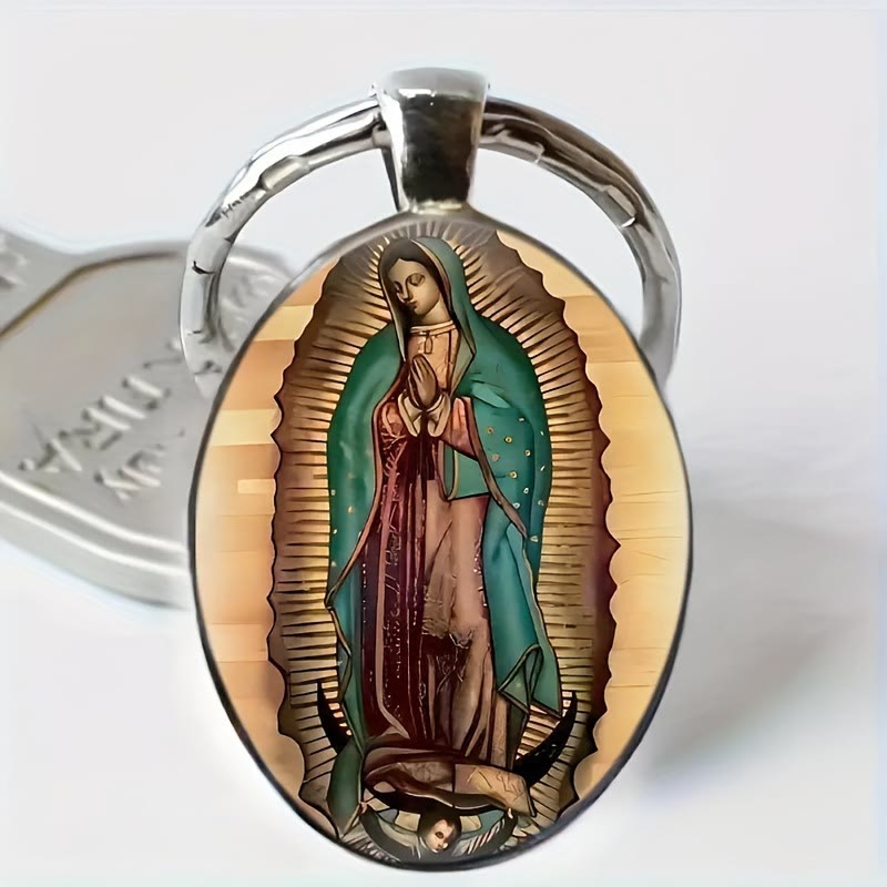 Christianartworkshop Schlüsselanhänger im Vintage-Stil „Unsere Liebe Frau von Guadalupe“: Handgefertigtes Relikt des treuen Farberbes - Unsere Liebe Frau von Guadalupe - image 1