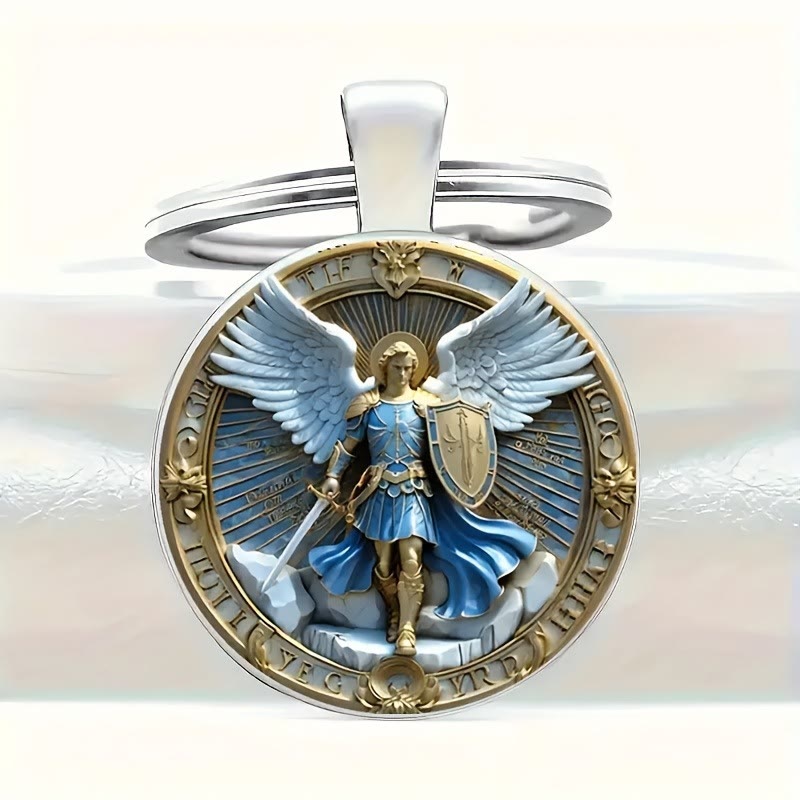 Christianartworkshop Klassische religiöse Rüstung Schutzengel St. Michael Schlüsselanhänger: Dauerhaftes Emblem der himmlischen Tapferkeit - St. Michael - image 1