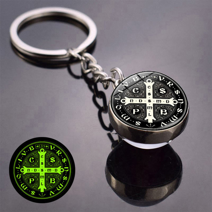 Christianartworkshop Schlüsselanhänger mit doppelseitiger Benedikt-Medaille, im Dunkeln leuchtend: Schutz, der glänzt - K - image 11